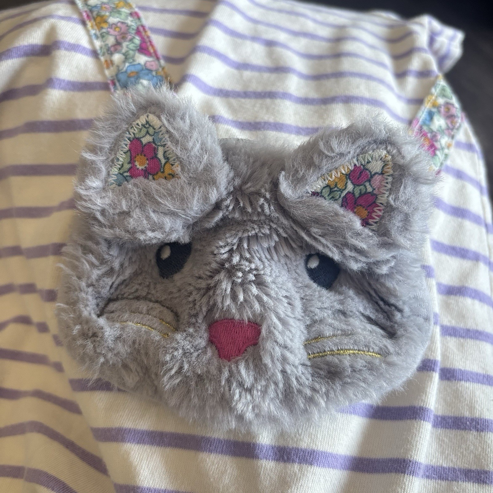 Mini Boden Striped Short Sleeve Cat Purse Tunic Top Size 4-5 Preppy School Play