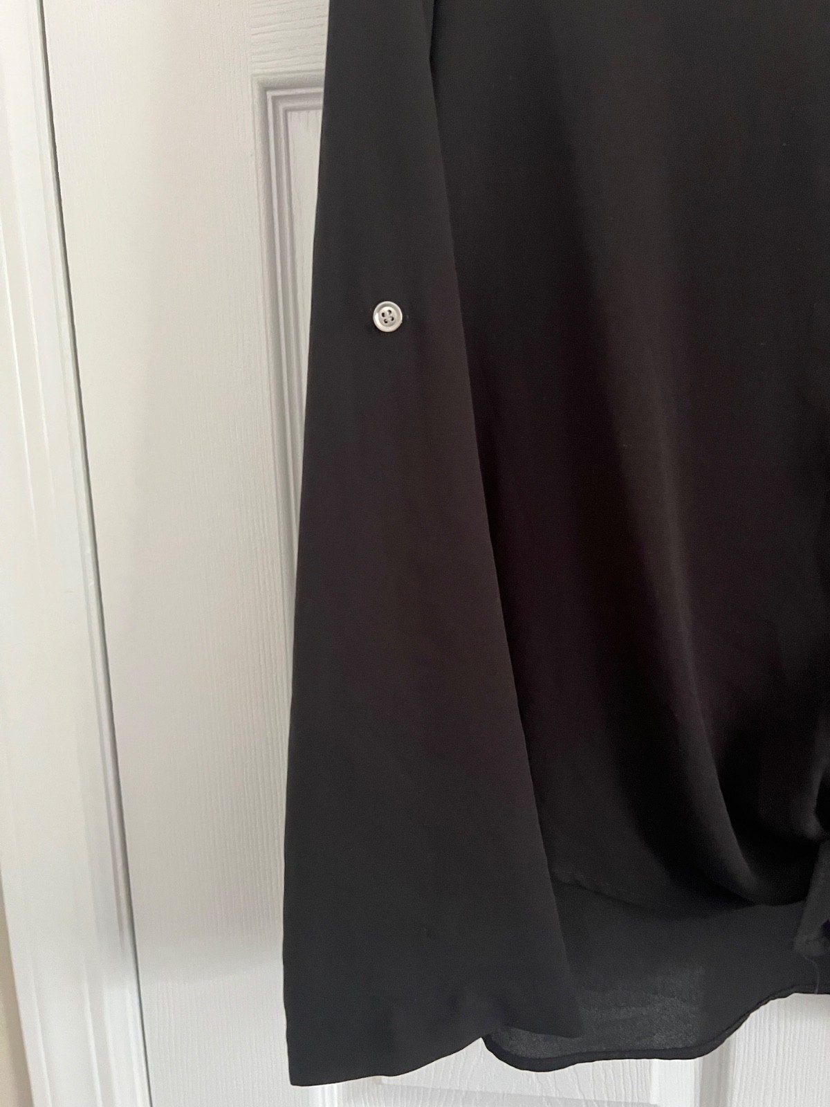 Karen Kane blouse- Large black button down polyester blouse