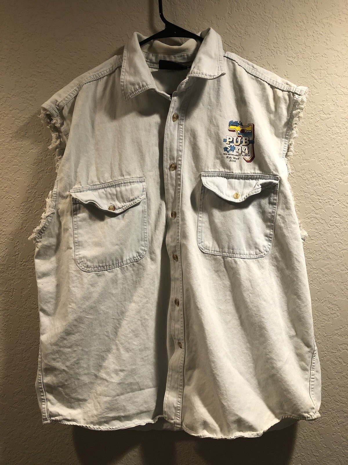 USA Biker Design Gilly’s Pub 44 2006 Bike Week Eagle Cotton Vest – Men’s 2X