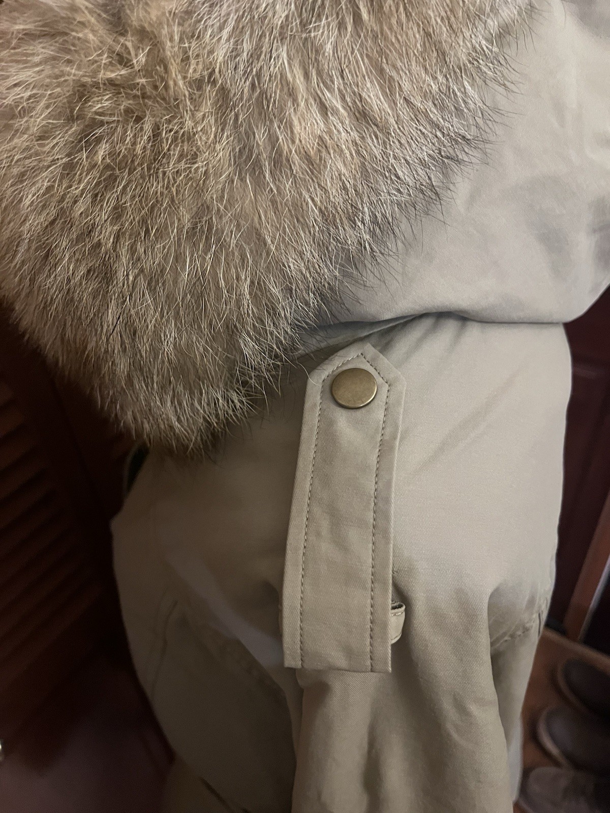 Pendleton Belted Beige Parka Real USA Coyote Fur Hood Quilted Lining Sz Xl