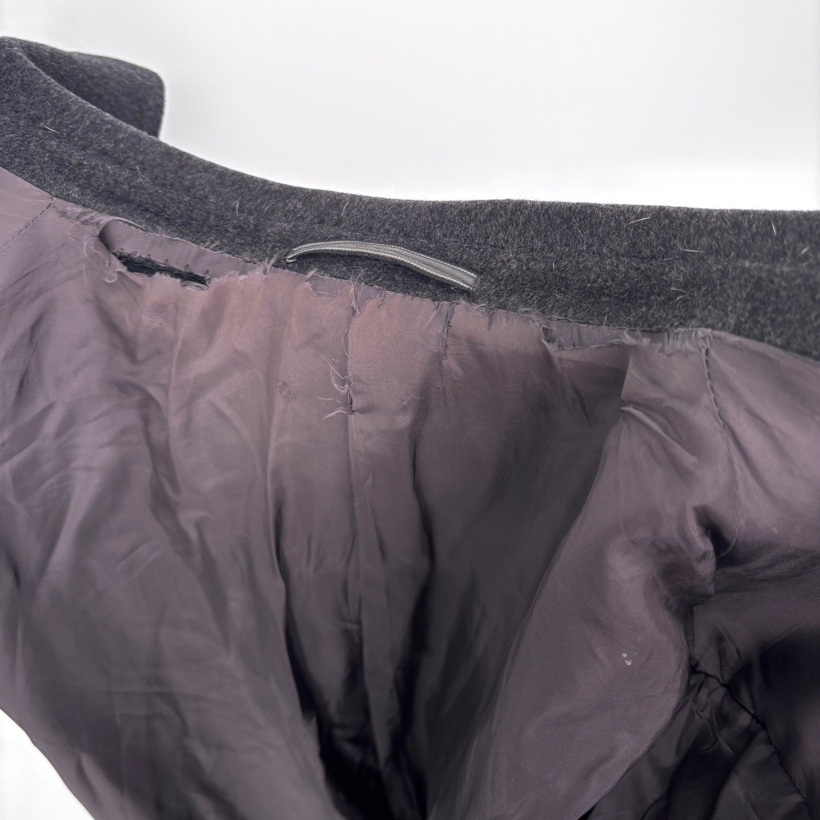 Ermenegildo Zegna Soft Wool Overcoat Charcoal Button Front Notched Collar IT 52