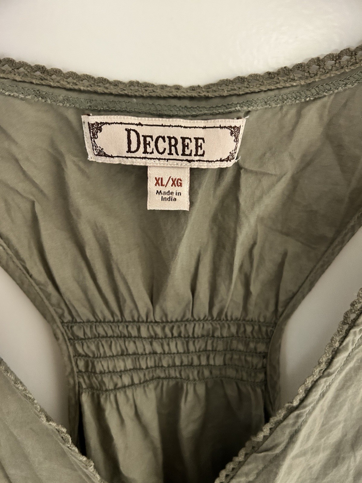 Decree XL Olive Green Boho Peplum Tank Top Boho Cottagecore Button Front India