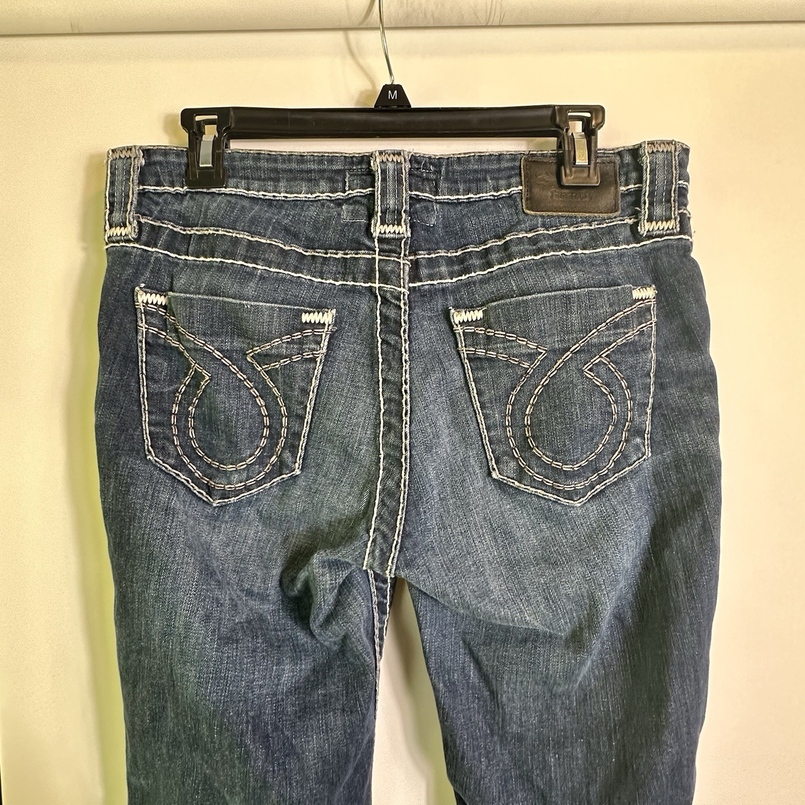 Big Star Miki Bootcut Jeans Dark Wash Contrast Stitch Womens Size 31R Midrise