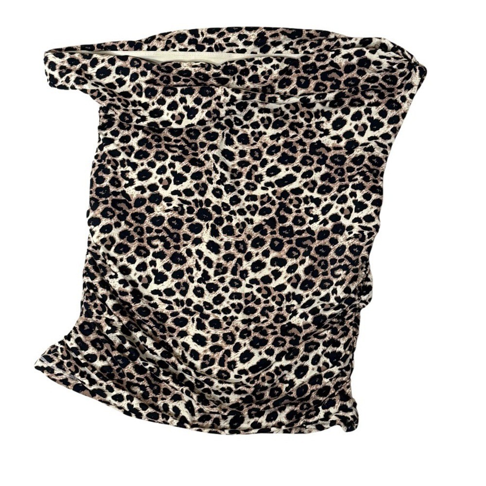 SUUKSESS Double Lined Leopard Print Crop Top, Ruched Side, One Shoulder Size S
