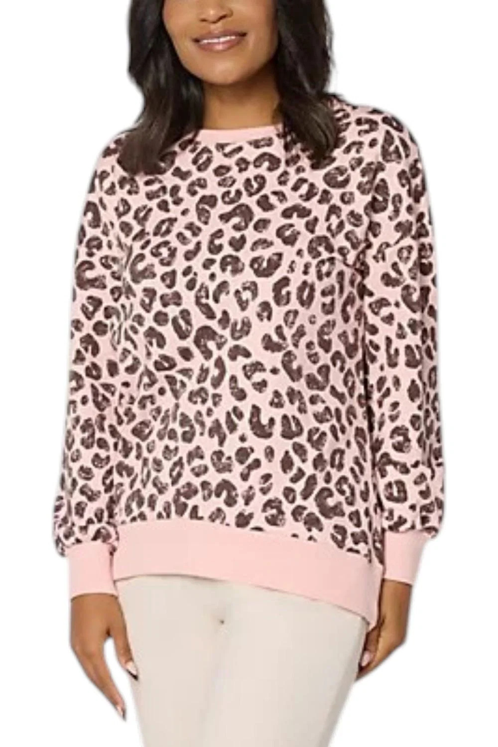 Belle by Kim Gravel French Terry Roar in Style Animal Top Cream