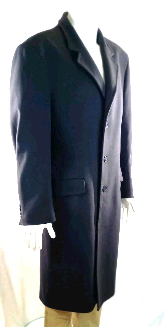 Sartoria Italiana Mens Coat Navy Wool Cashmere Mix Size 52R Smart