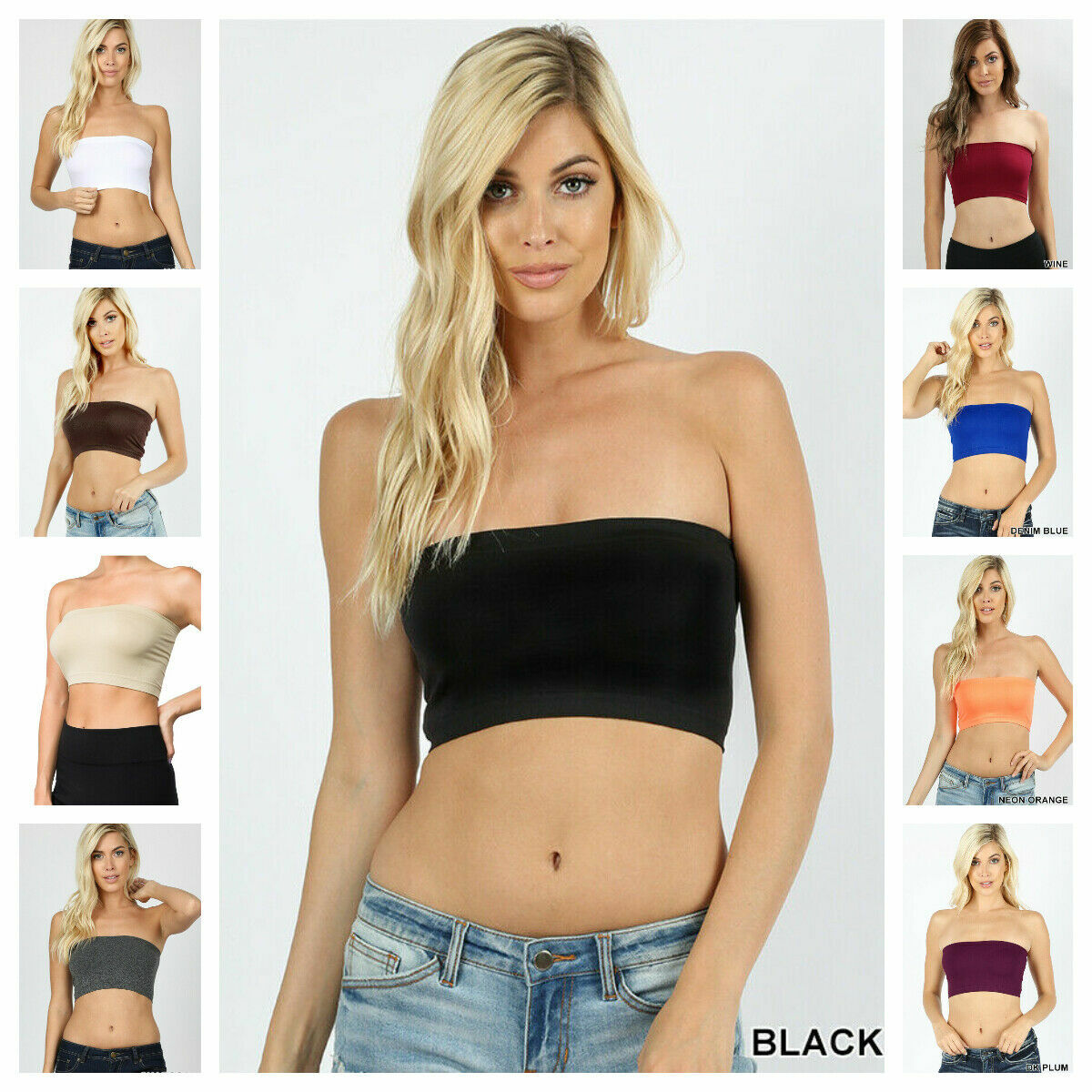SEAMLESS BANDEAU TUBE STRAPLESS BRA layering TOP HOT COLORS REG n PLUS ONE SIZE