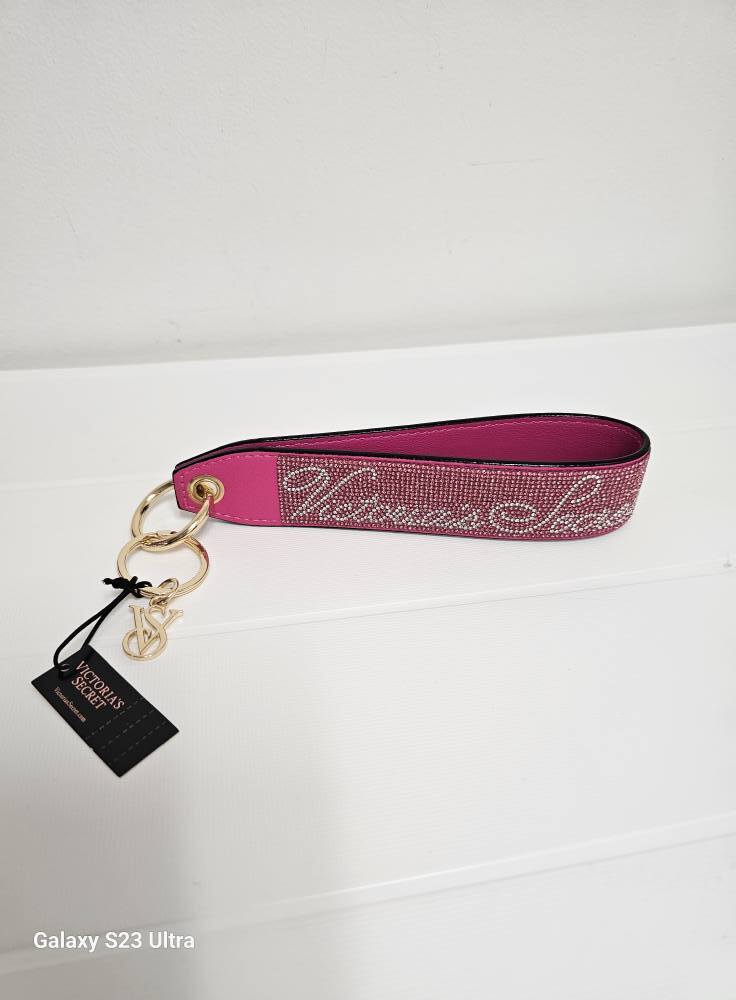 Victoria’s Secret WRISTLET STRAP Signature Logo Key Chain Rhinestone Bag Charm