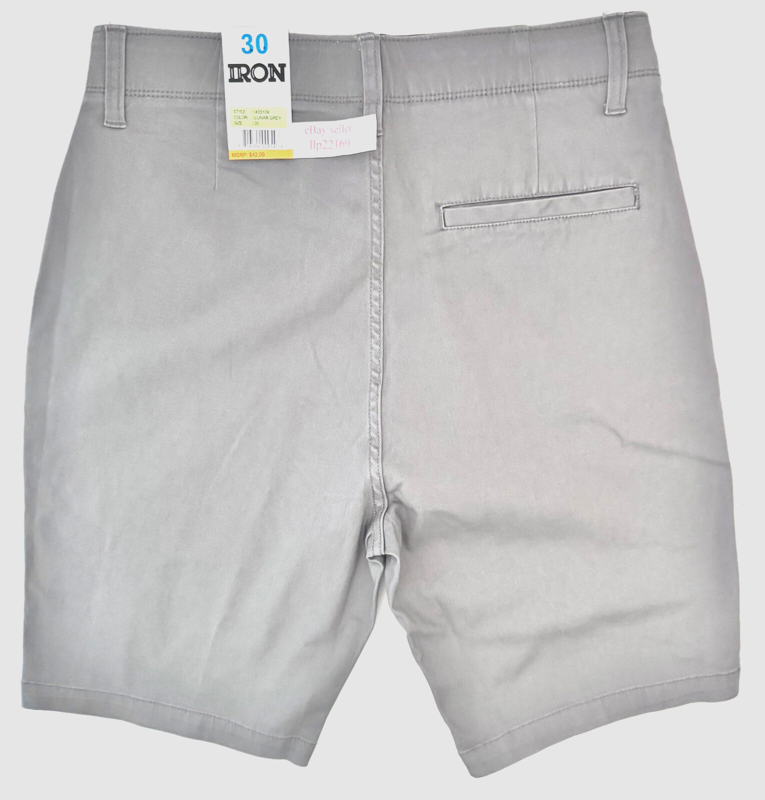 IRON CO Men’s Stretch Shorts (SIZE 30) Flex Waist Flat Front LUNAR GREY New Tag!