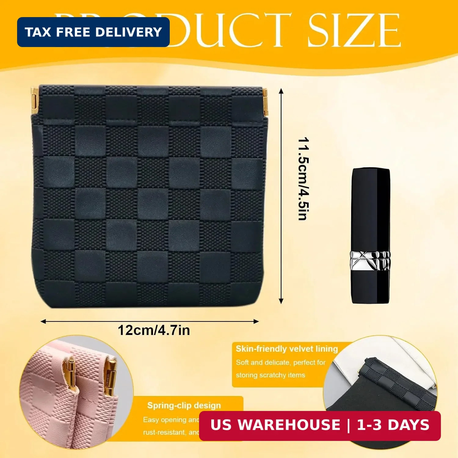 2 PCS Small Makeup Bag for Women, Small Pouches for Purse,Mini Checkered Cosmeti