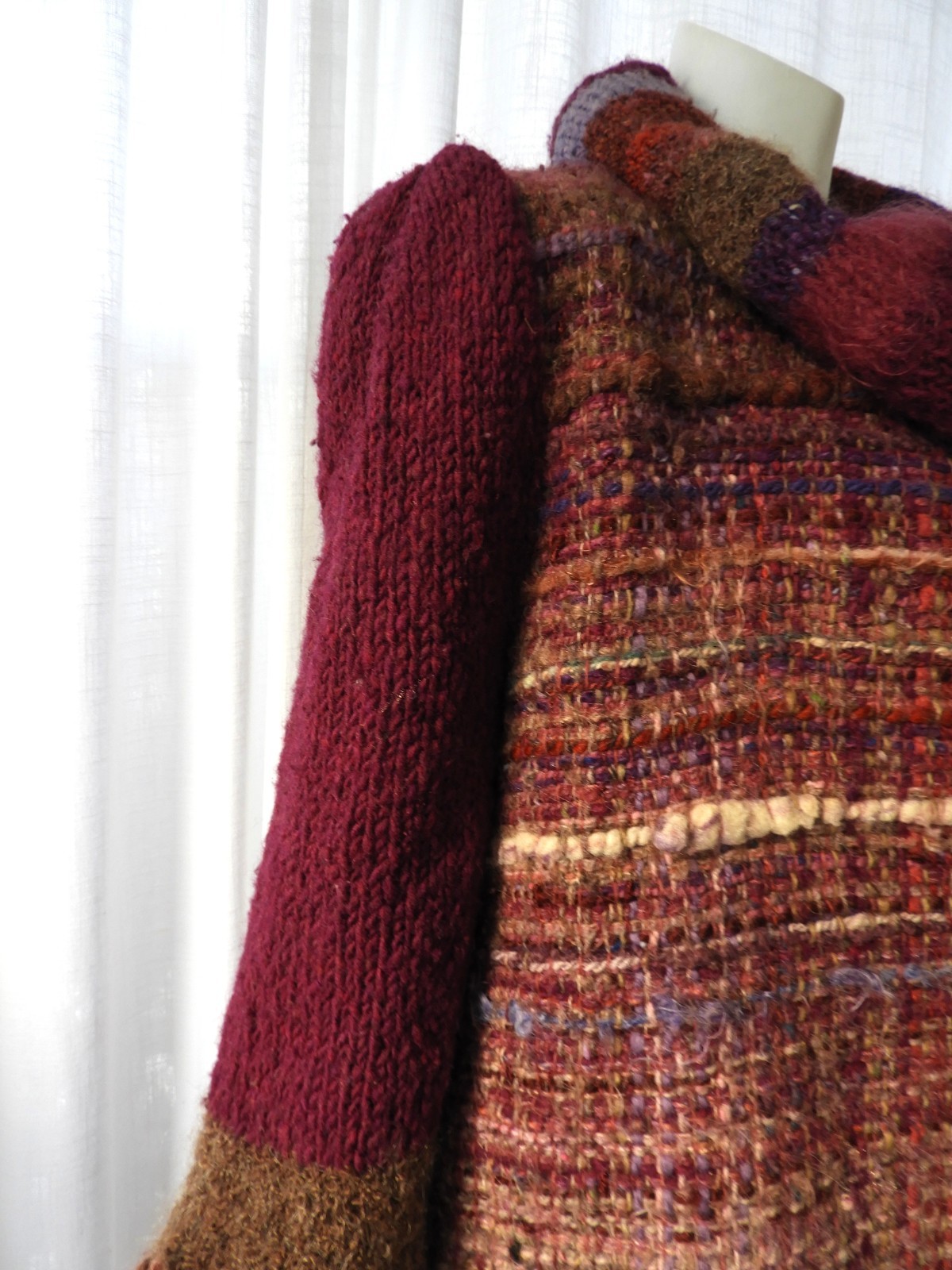 Vtg 1970’s Retro Wool Purple Hand Woven Boho Knit Coat Avant Garde sz S/M
