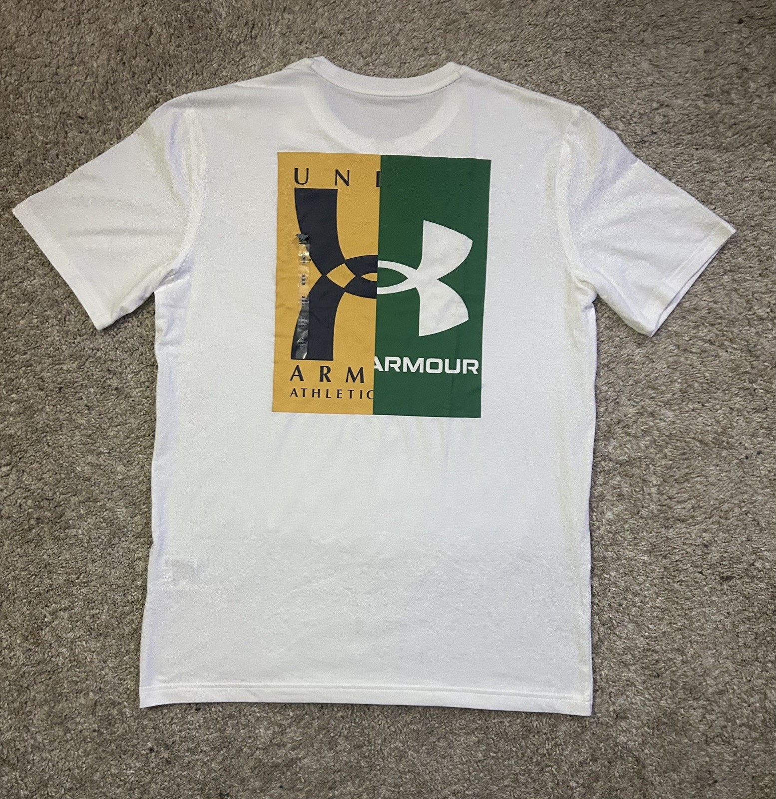 Under Armour Men’s 60/40S Evol Logo Short Sleeve Tee, White/Midnight Navy Medium