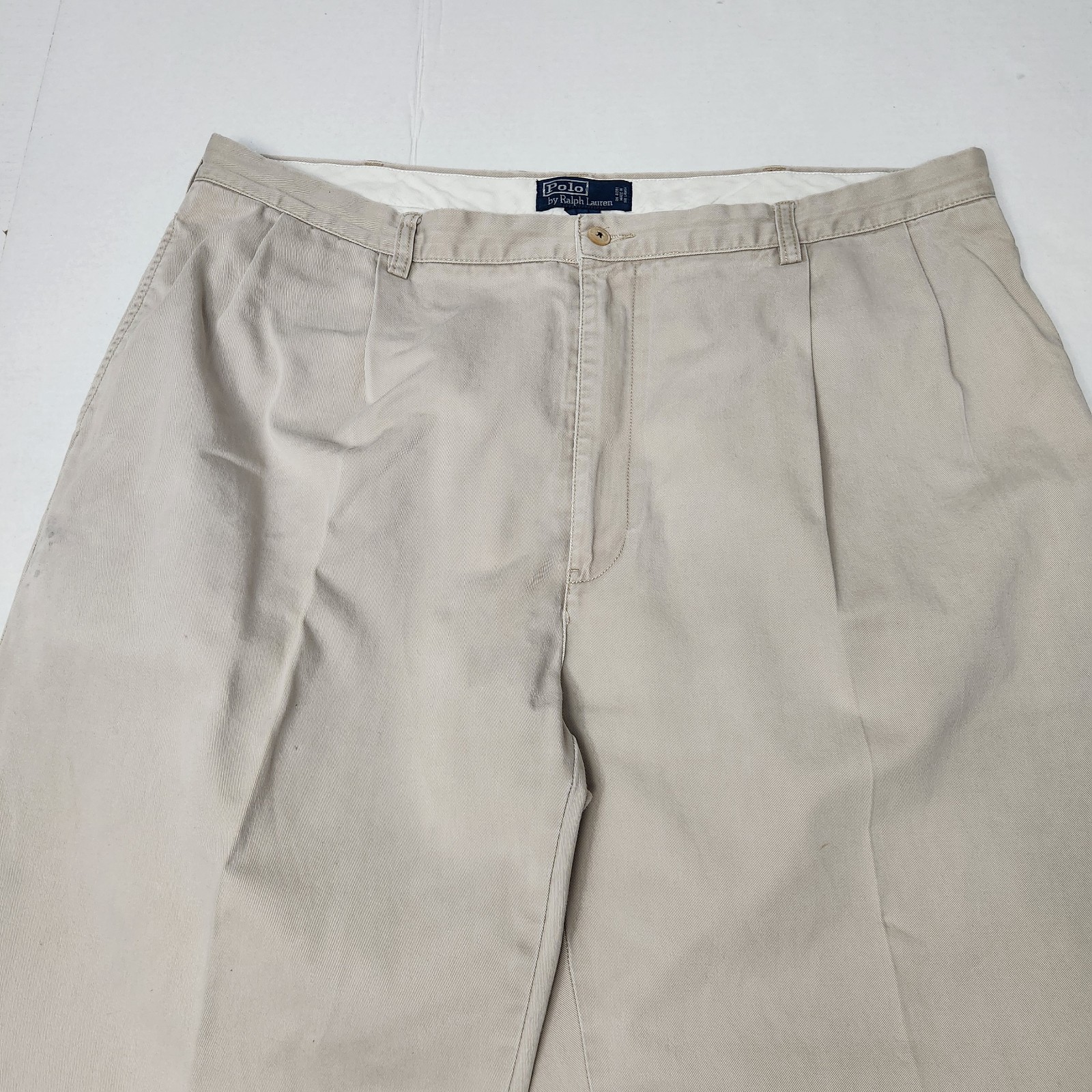 Polo Ralph Lauren Men’s Beige Cotton Twill Pleated Cuffed Chinos 42W