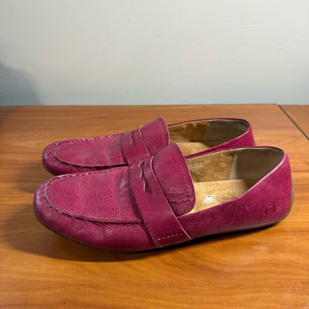 Born Melinda Penny Loafer Pink Fuchsia Leather Slip On Flat 11M