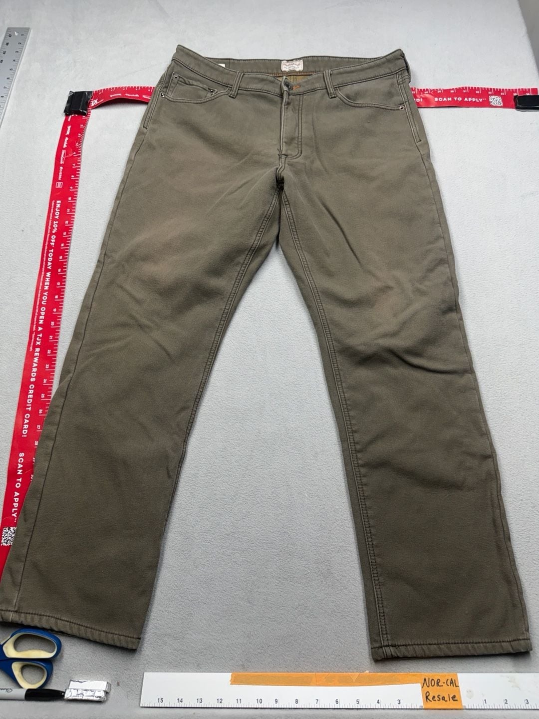 Original Weatherproof Vintage Fleece Lined Regular Fit Pants Olive Green