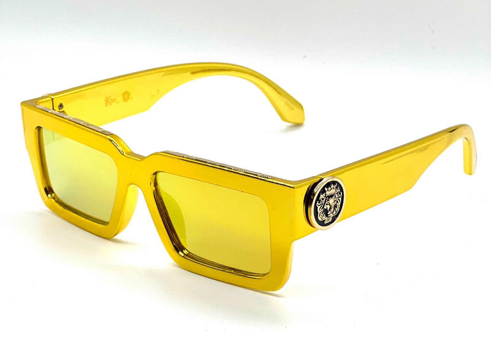 MEN GOLD LION HEAD MEDALLION SUNGLASSES CLASSIC CASUAL RETRO DESIGNER OUTDOOR