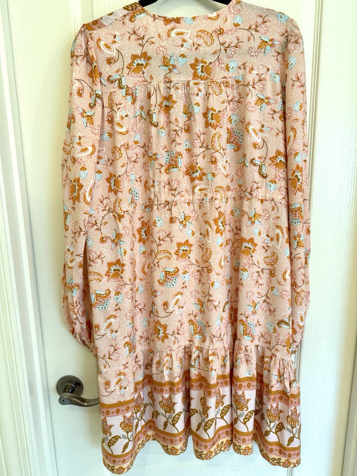 NWT R Vivimos Dress Large 12/14 Peach Pink Floral Prairie Peasant Bohemian