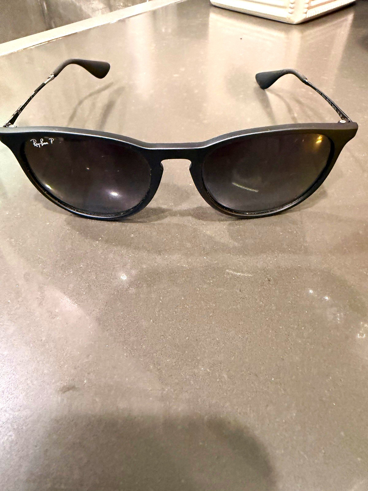Ray-Ban RB4171 Erika Polarized Round Sunglasses Black Frame Gray Lens 145mm