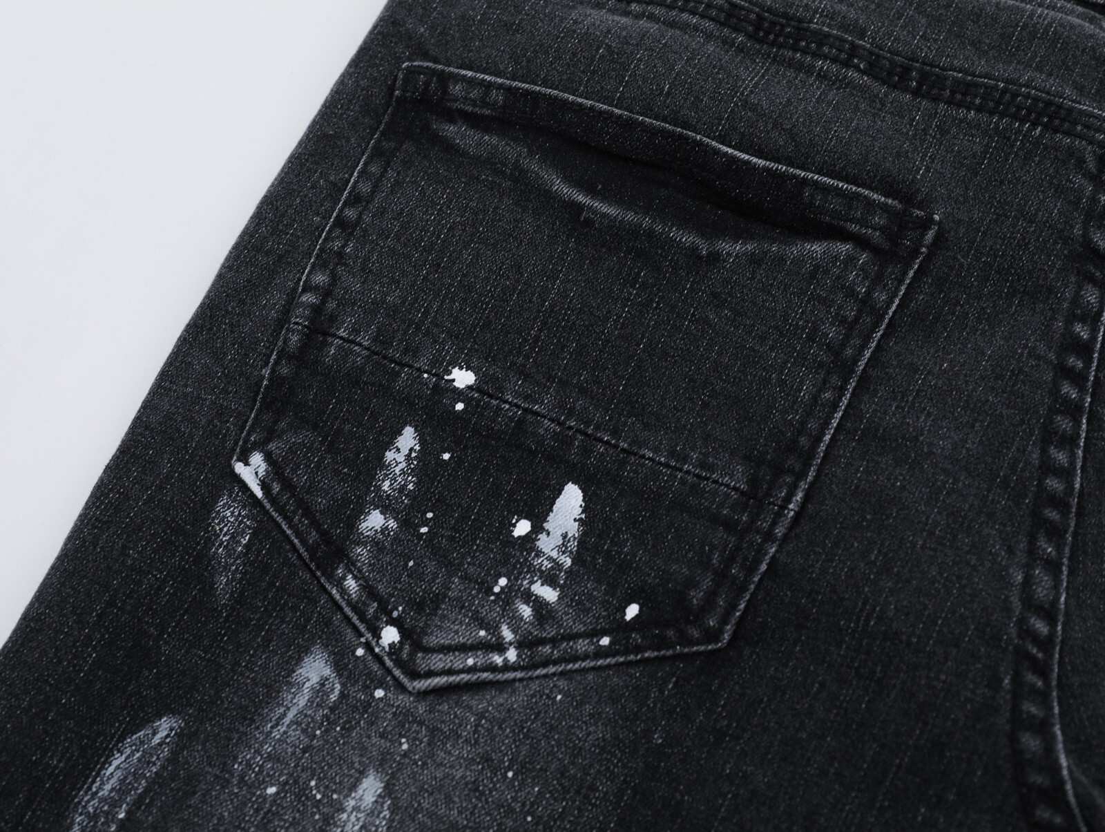 Black Purple Brand Men’s Personality Logo Fashion Slim Fit Splash-Ink Jeans