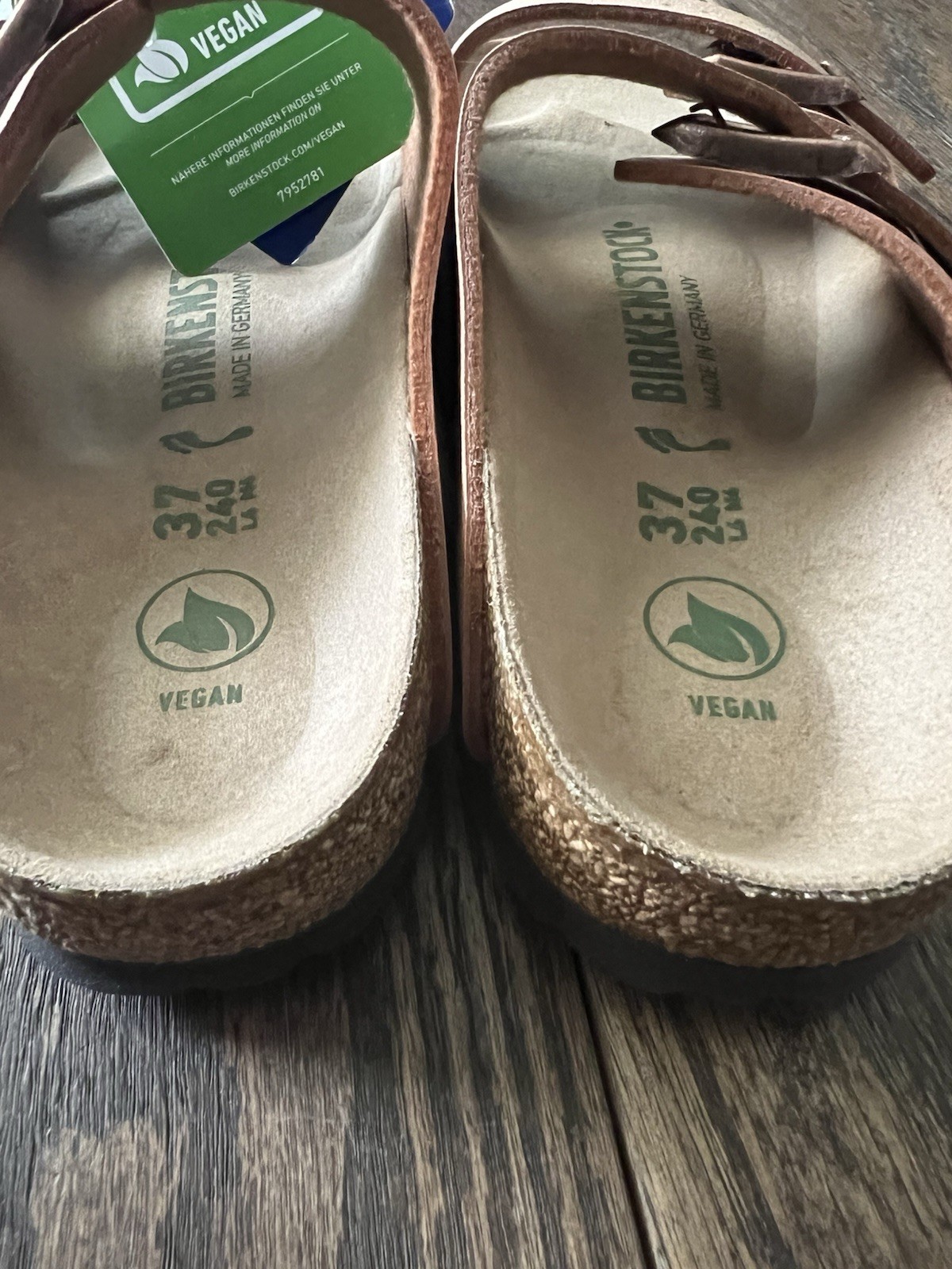 Birkenstock Arizona Vegan Birko-flor® Nubuck Women Sandals Pecan Narrow 37N EU