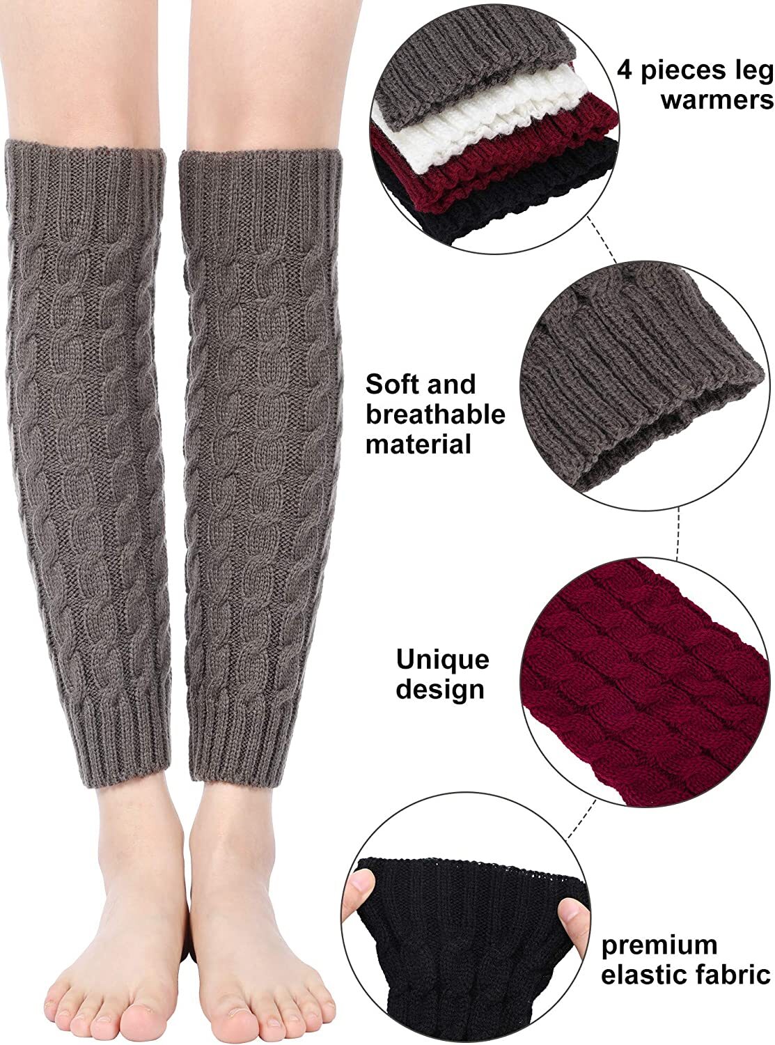 Women Winter Warm Crochet Leg Warmers Cable Knit Ladies Knitted Socks Legging US
