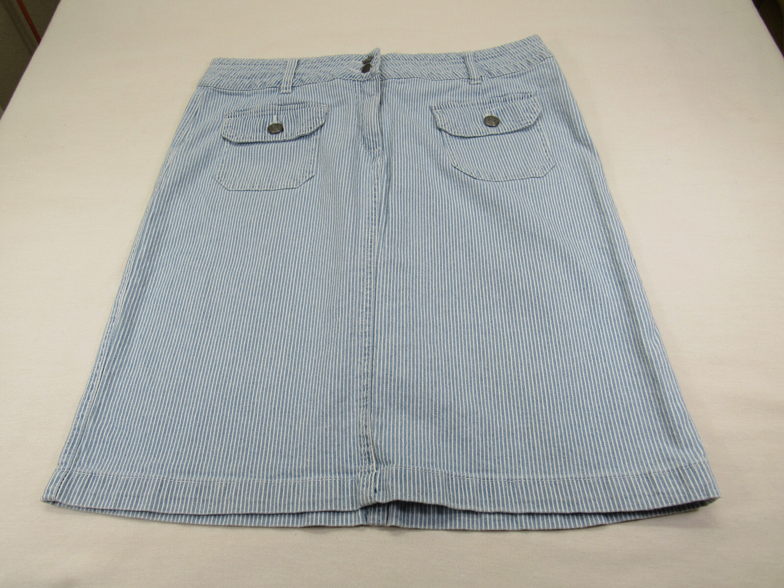 PER SE Blue/White Skirt 10 [ 32W 36 Hips 38 Hem Width 21L ] 2 Front pockets