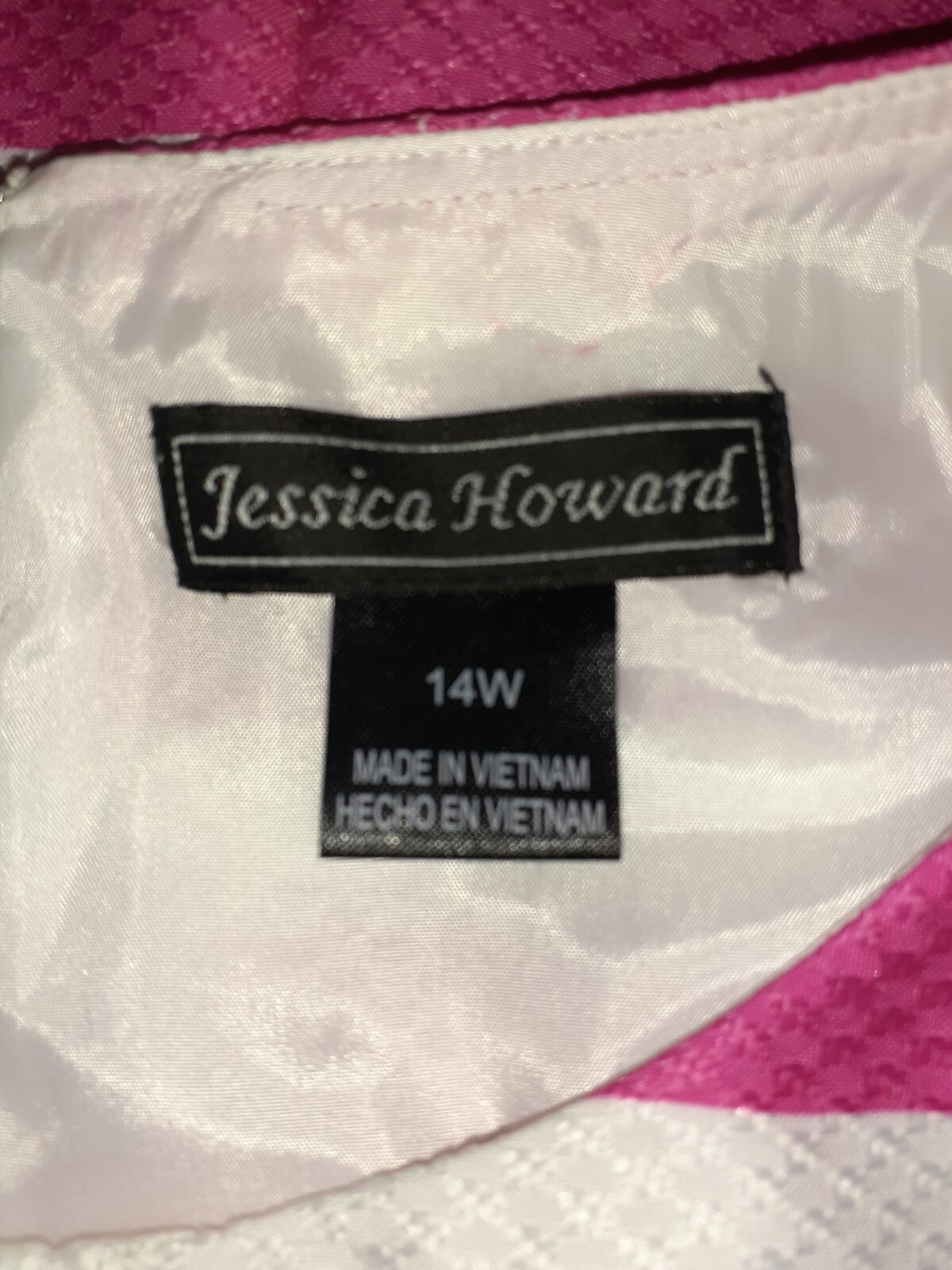 JESSICA HOWARD Plus Size 14W Shift Dress Pink White Stripes Lace Sleeveless