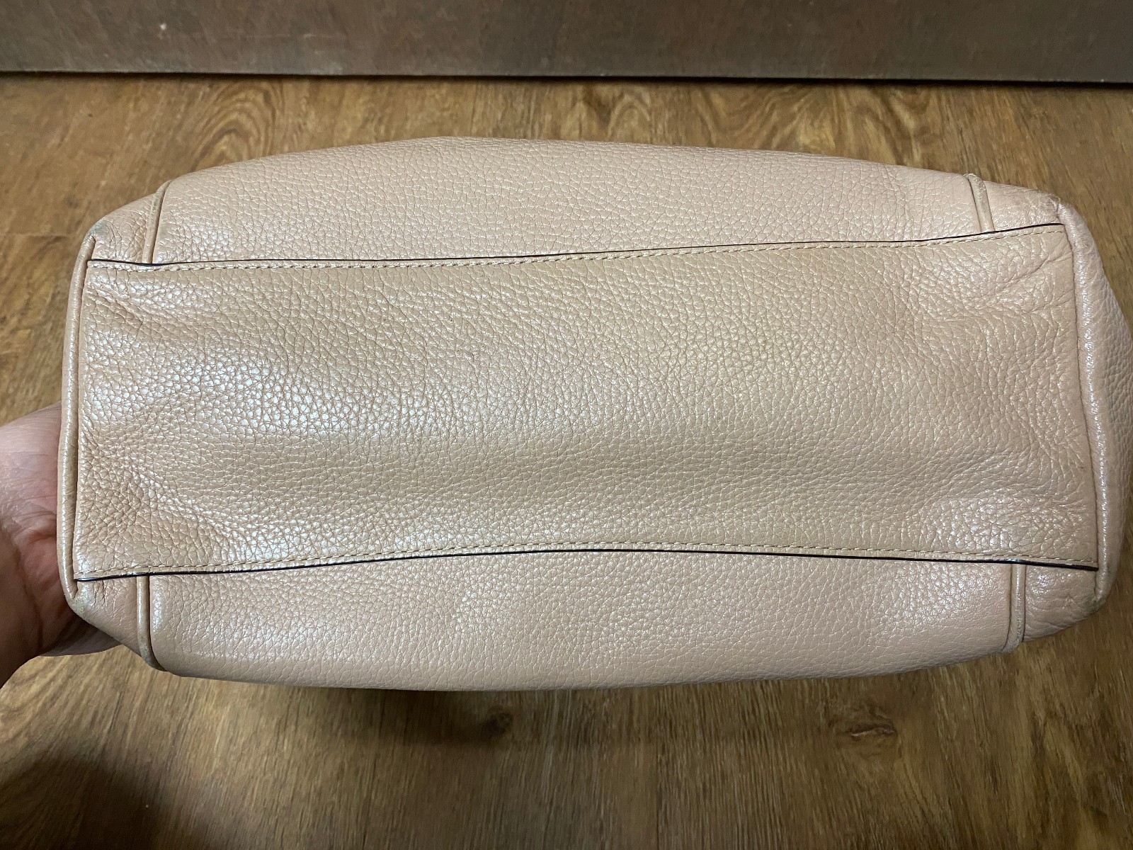 Coach Ava Chain Leather Tote Handbag Beige Shoulder Bag Purse 87775