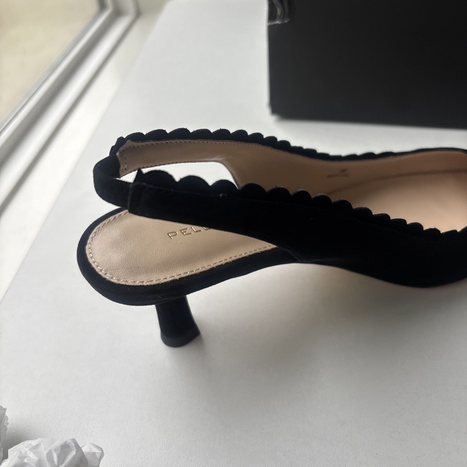 New Pelle Moda Kelsa Slingback Pump In Black Suede Women’s Size 8M