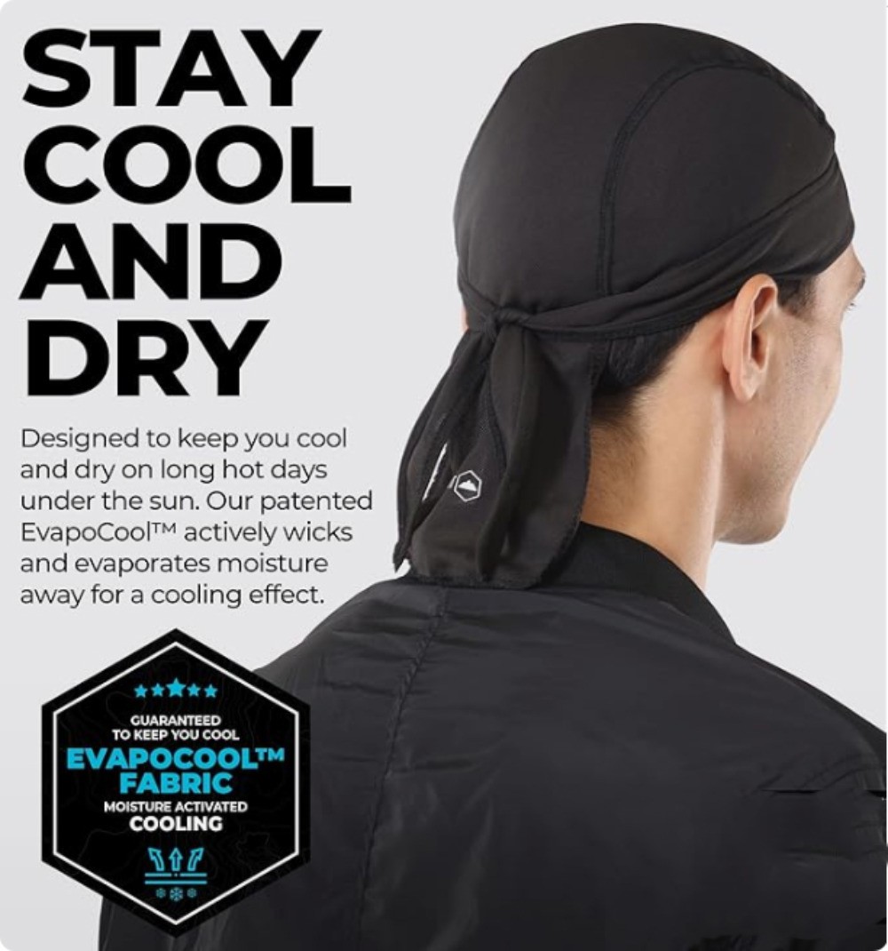 Cooling Helmet Liner Do Rag Skull Caps for Men Cooling Head Wraps Hard Hat Liner