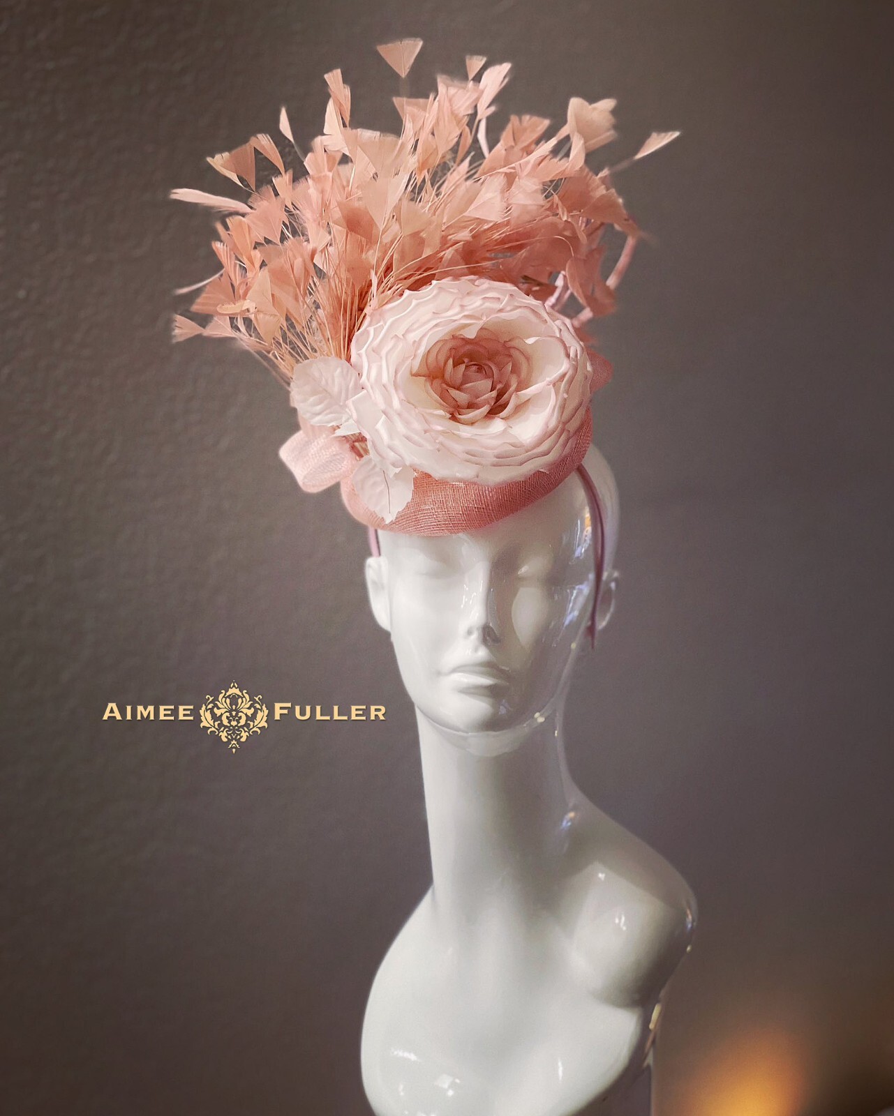 Kentucky Derby Fascinator Ivory White Moss Green Rose Hat Royal Ascot Bridal Hat