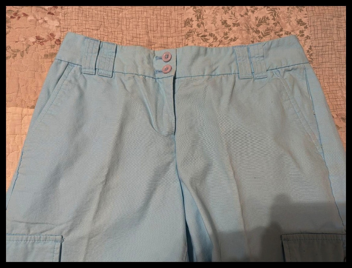 NEW Women’s Izod Light Aqua Blue Cotton Cargo Capri Pants Size 2 Waist 28″-30″