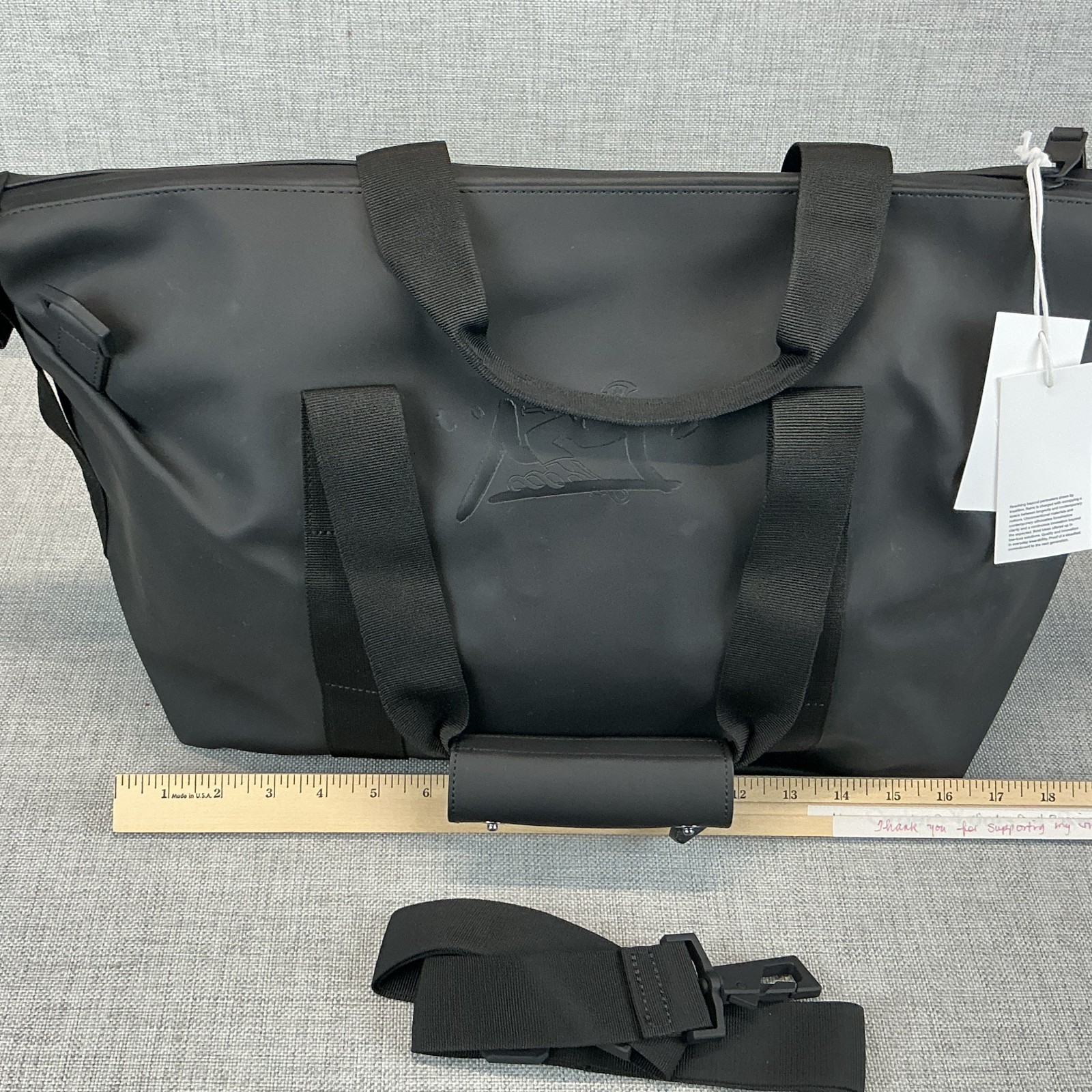 RAINS Hilo Weekend Duffle Bag Small Black Waterproof Travel Gym Carry on Luggage