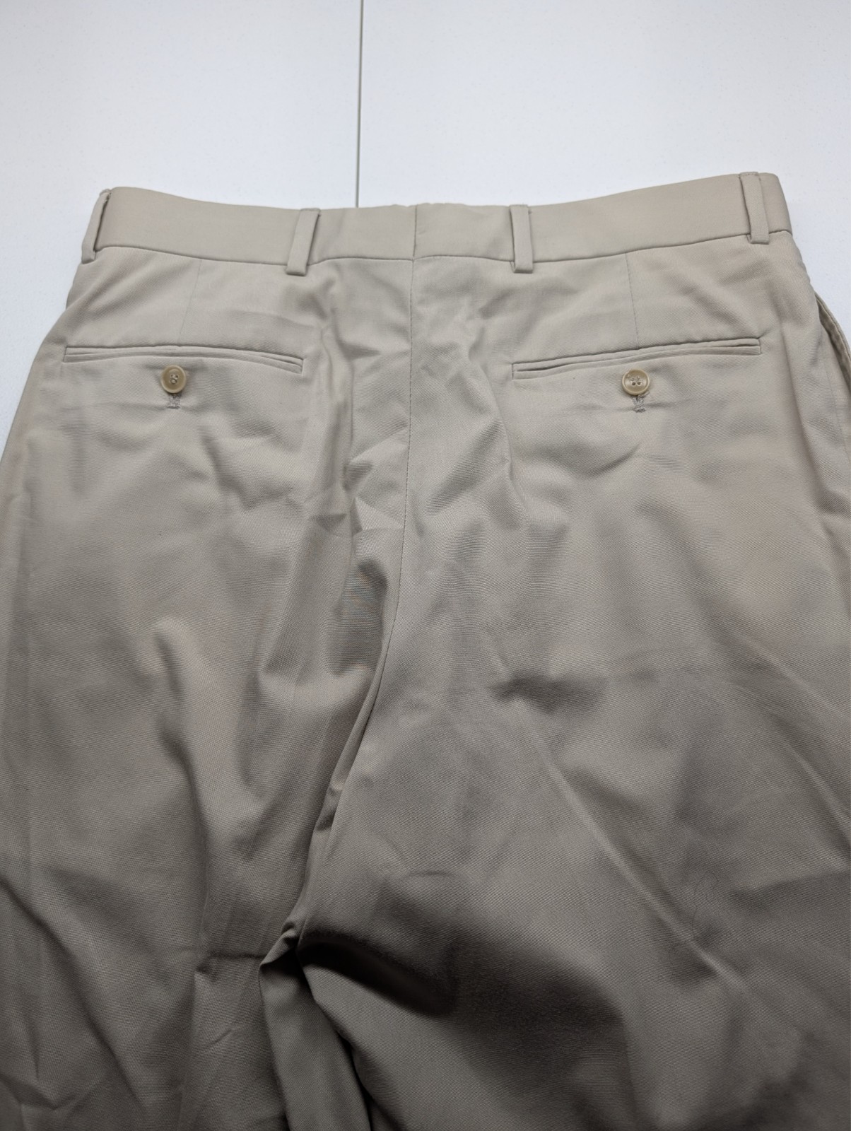 Haspel Perfect Poplin 2 Piece Suit Mens 44R Pants 32×33 Solid Beige Cream Cotton