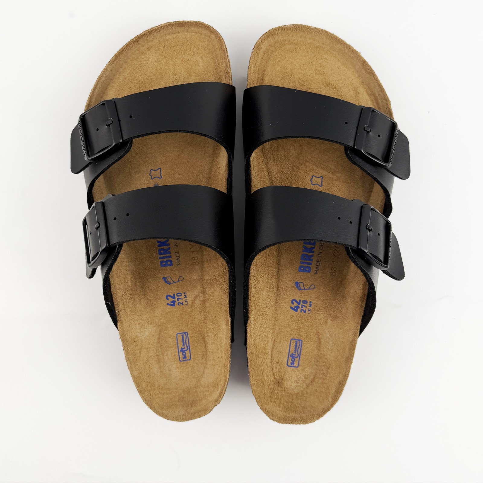 Birkenstock Arizona Black Soft Footbed Birko-Flor Leather Unisex Casual Sandals