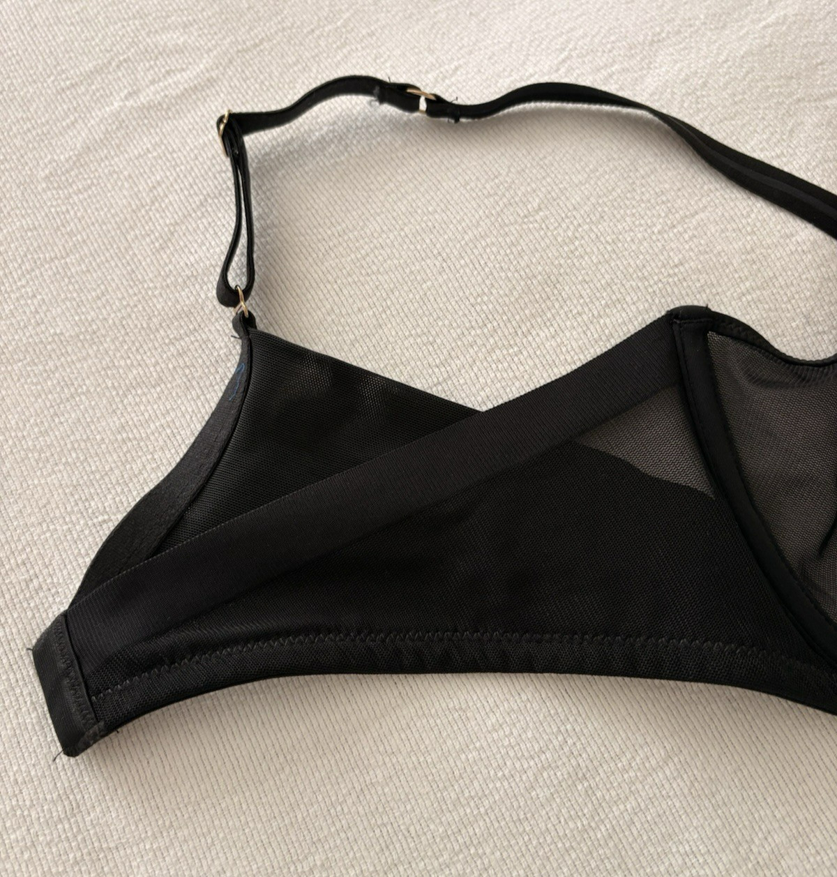 AUDEN Black Mesh Unlined Underwire Bra – Size 36D – Demi Coverage -NEW