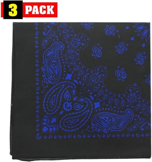 Trainmen Paisley Bandanas Head Scarf Do-rag 100% Cotton Bandanna 22″ x 22″ 3Pack