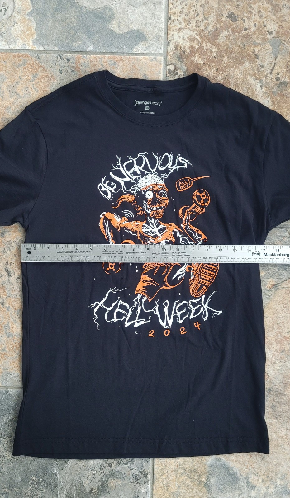 2024 Orange Theory T-shirt Hell Week Adult Size Small Black “Be Nervous” NWOT