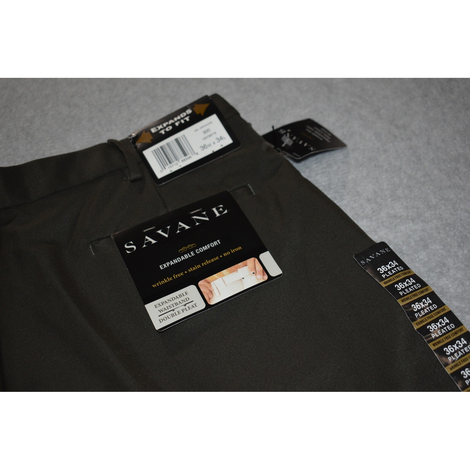 Savane Dress Pants Mens 36×34 Artichoke Green Double Pleated Comfort NEW