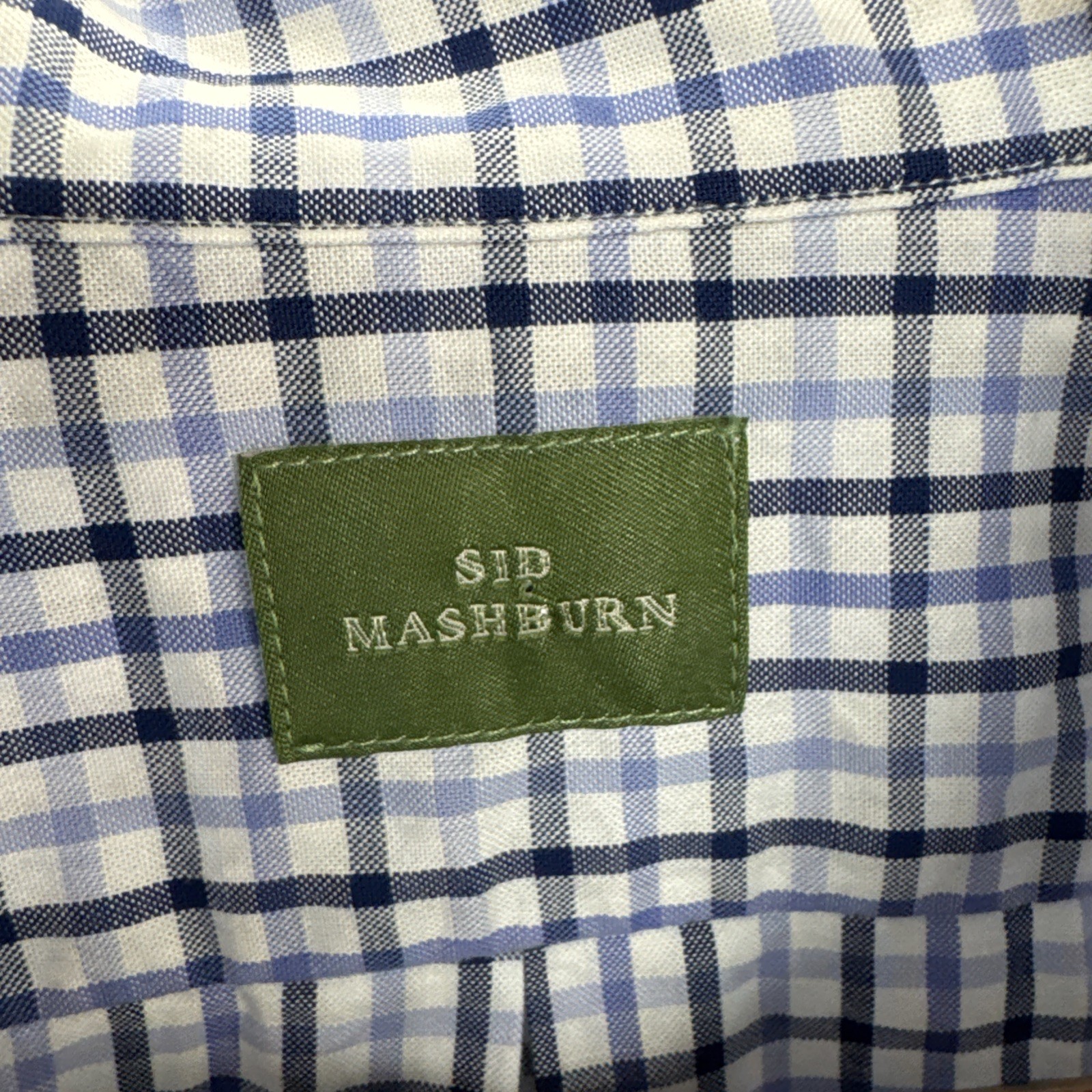 Sid Mashburn Shirt Mens Large Blue Plaid Long Sleeve Button Down Pocket (A)