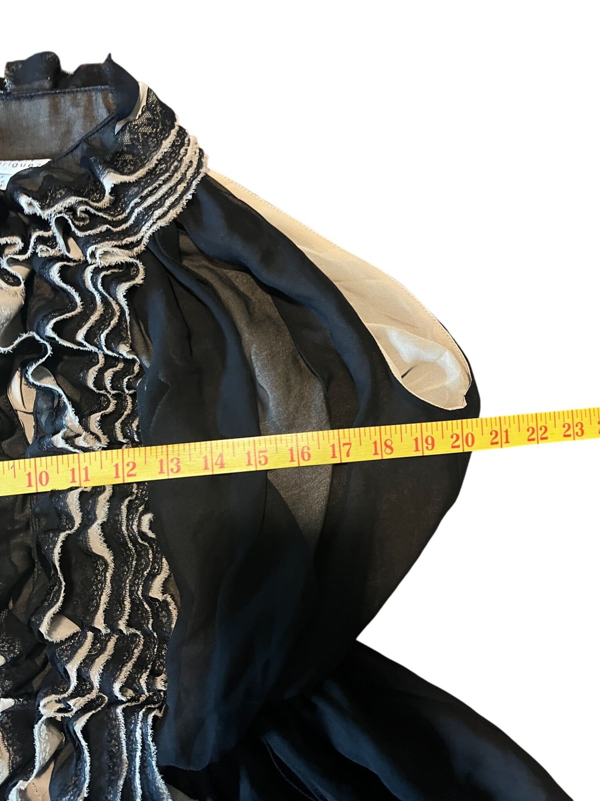 Robert Rodriguez XS Black Ruffled Blouse Women Coquette Victorian Work