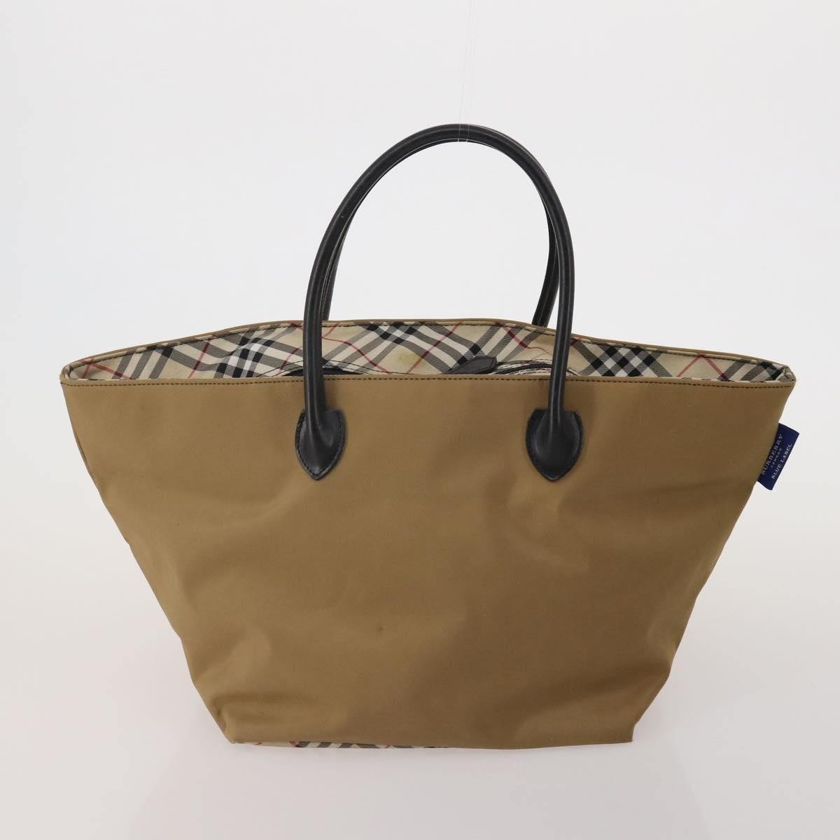 BURBERRY Nova Check Blue Label Bag Canvas nylon 4 Set Brown Beige Auth 191136