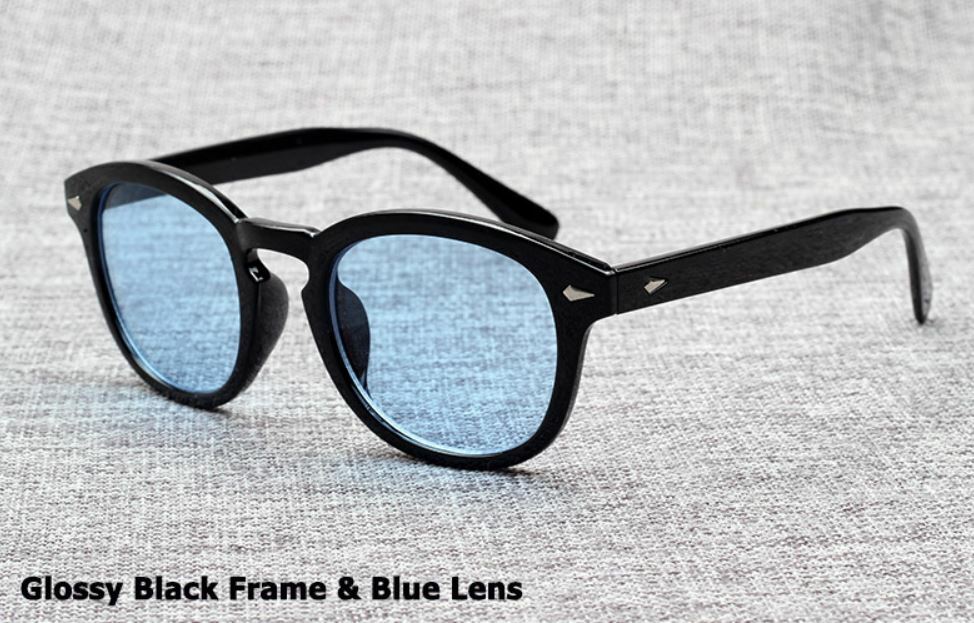 Mens Sunglasses Johnny Depp Robert Downey Tinted Blue Lens Retro Classic Fashion