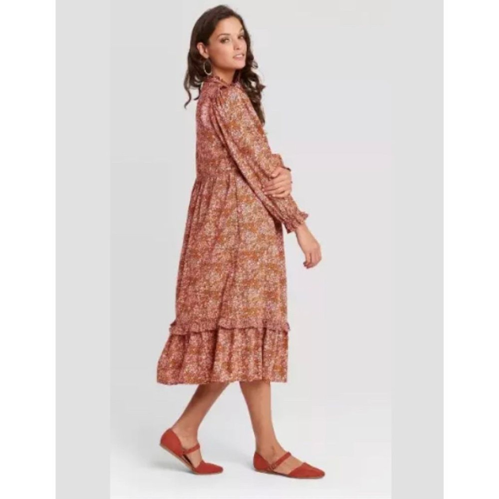 Universal Thread Floral Print Balloon Sleeve Dress Size M