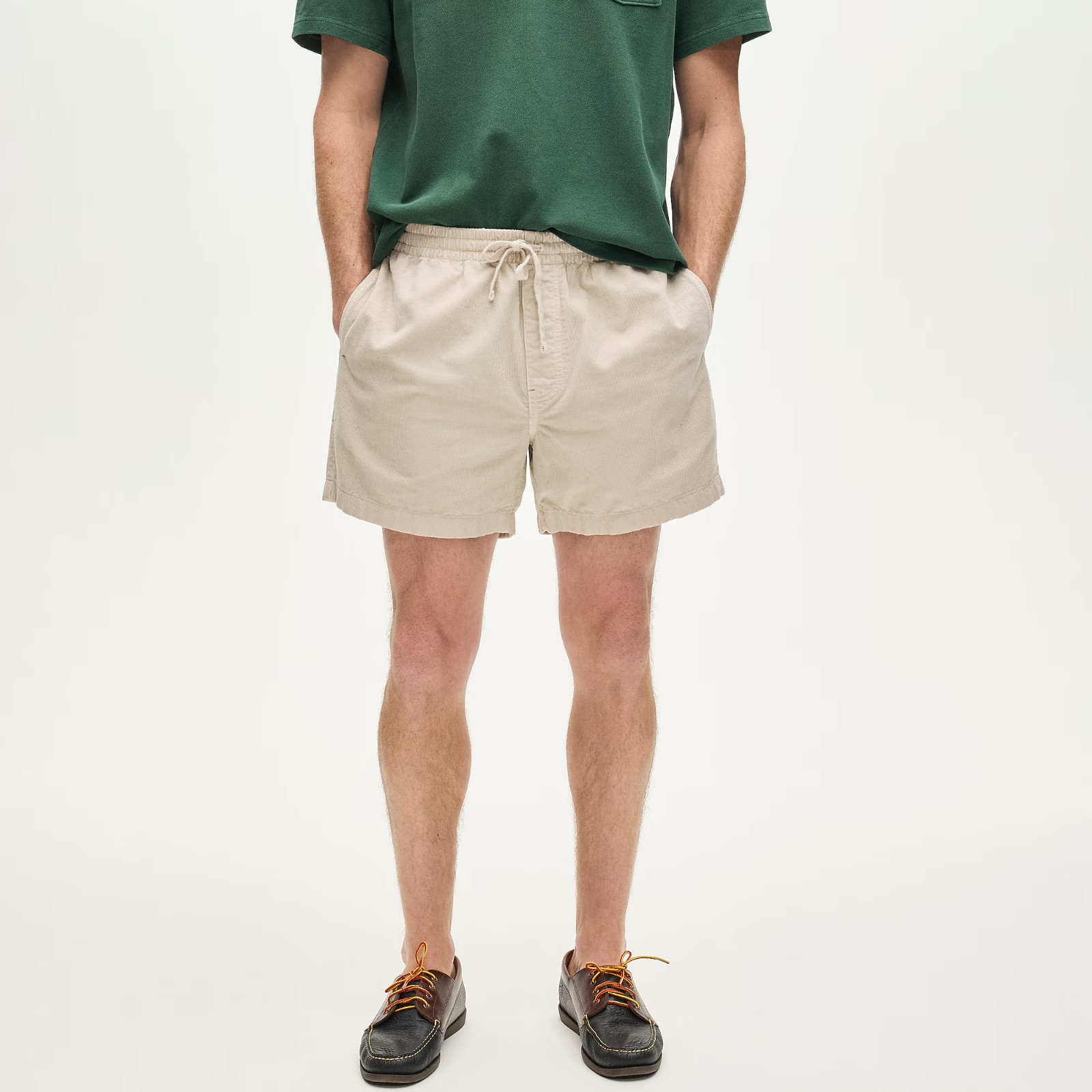 J.CREW Men’s Large Corduroy Drawstring Short Stone 5″ Elastic Waist Shorts NWT