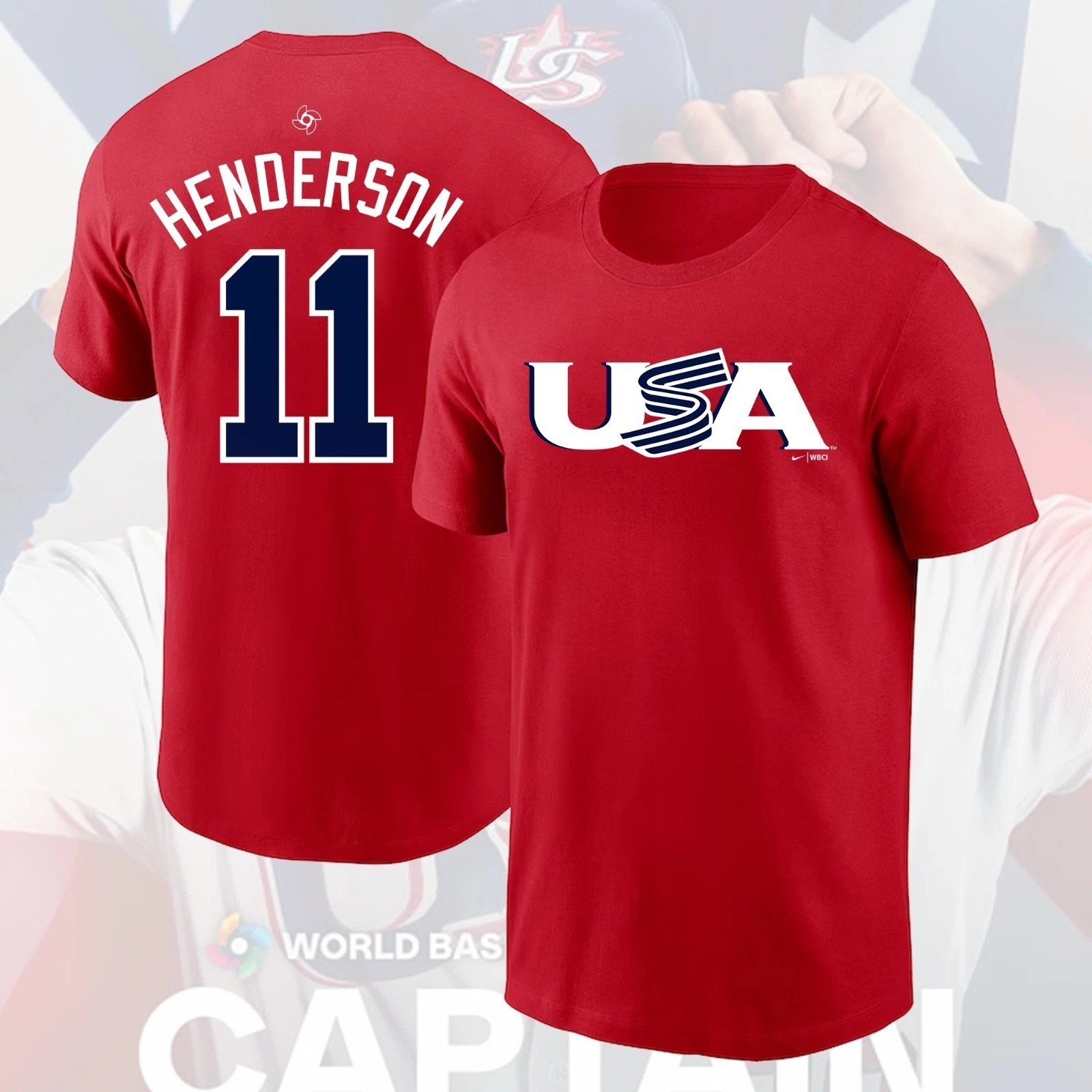 Gunnar Henderson #11 USA Team 2026 World Baseball Classic Name & Number Fan Look