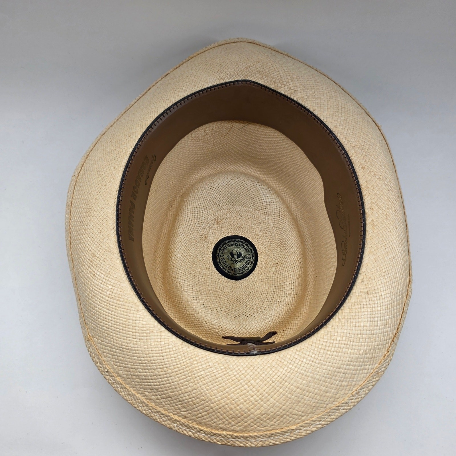 Brooks Brothers Panama Straw Hat Red Navy Band Size 7 1/2 Made in USA