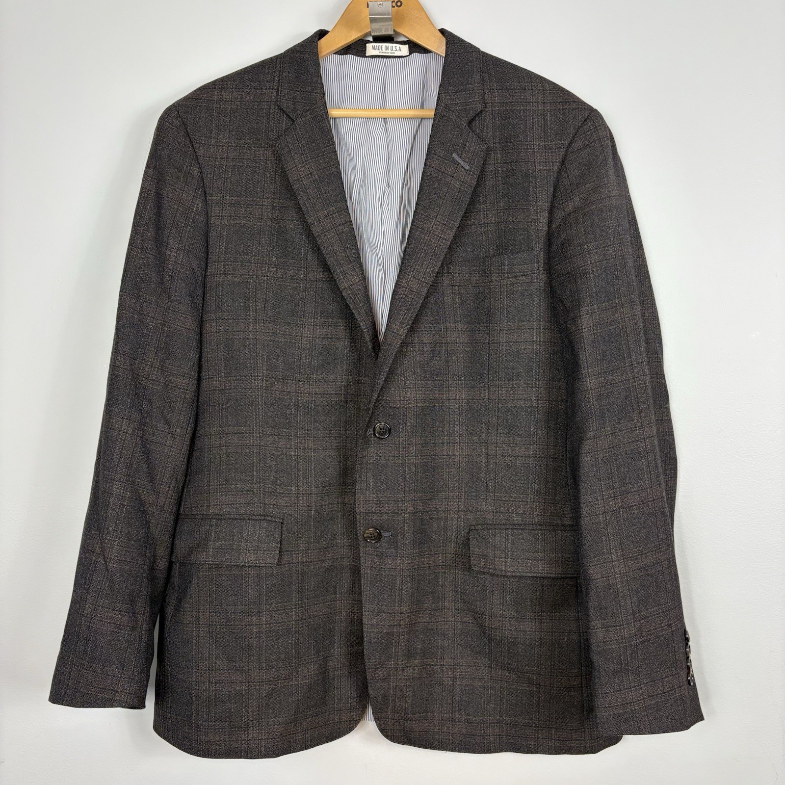 Todd Snyder Plaid Wool Blazer Mayfair Fit Size 44L Brown