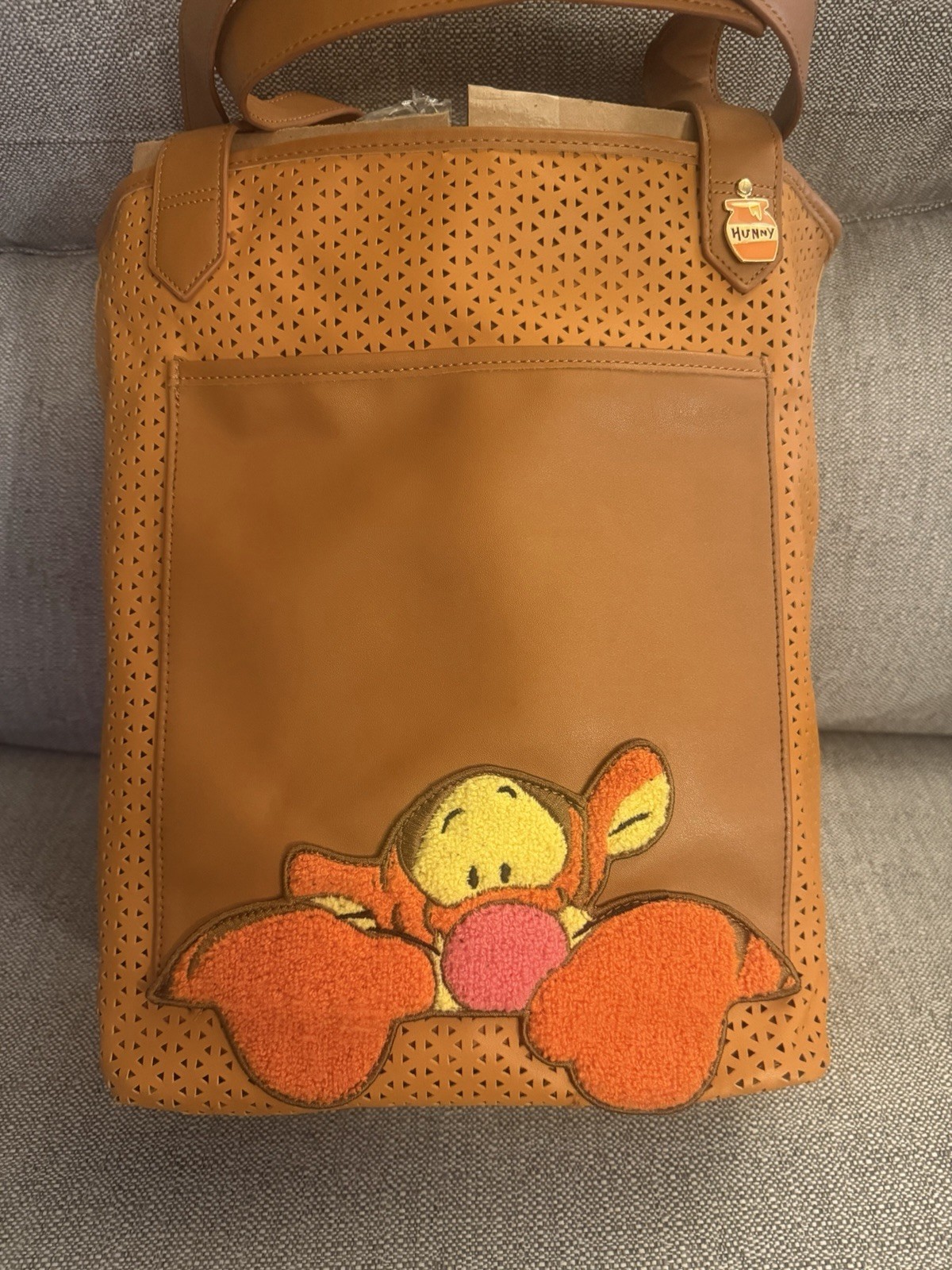 Disney Tigger Perforated Tote – Winnie The Pooh PVC Polyester 13”x 10” w/ Charm