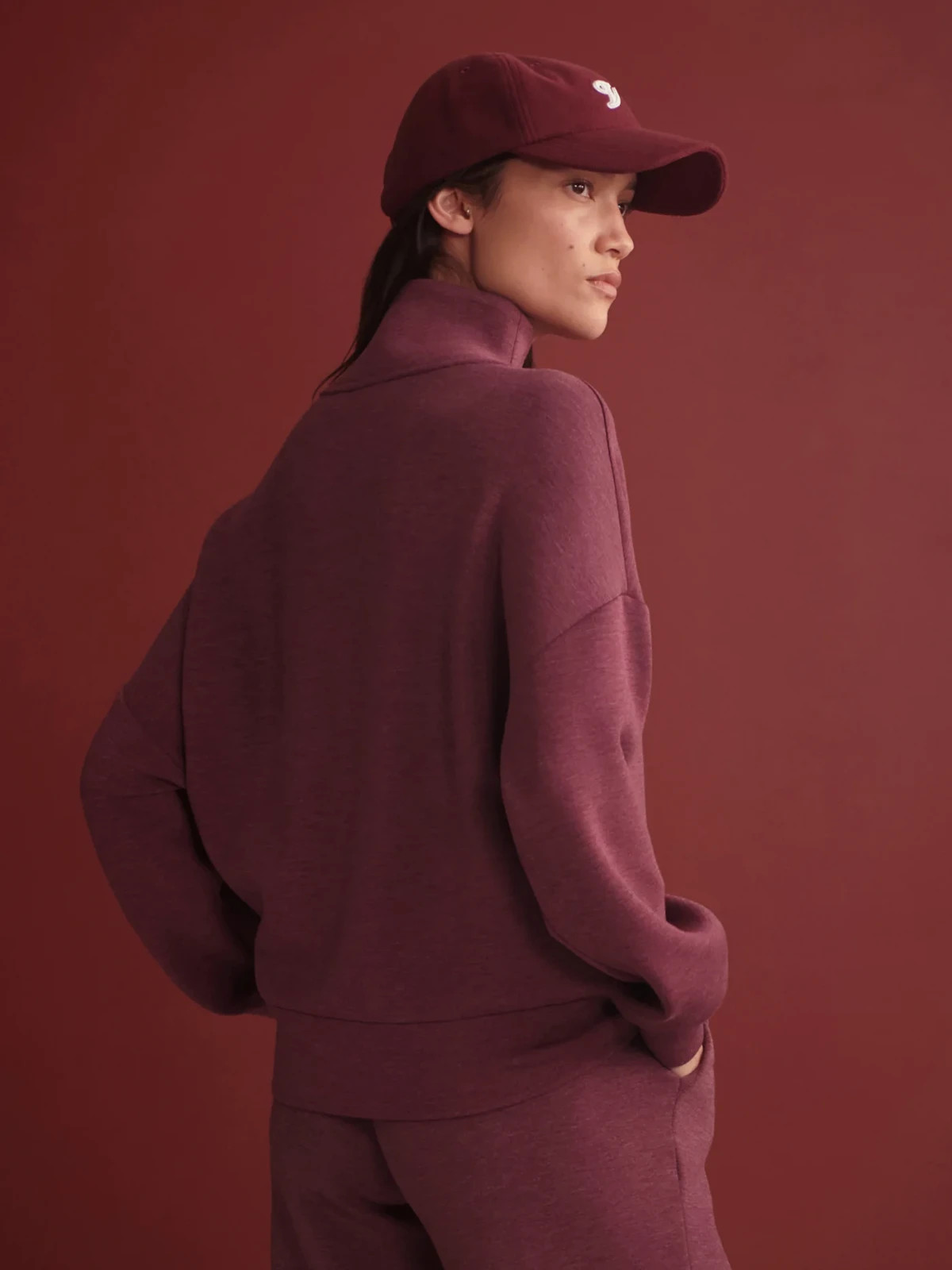 Varley Hawley Half-Zip Sweat in Sassafras Marl, Size Medium